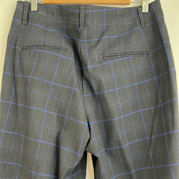 NWOT GAP Charcoal Grey with Royal Blue Plaid Print High Rise Trouser Pant SZ 12 - Picture 5 of 8